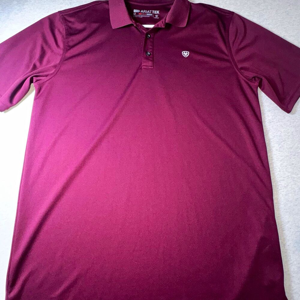 Ariat AriatTEK Heat Series Polo Shirt Mens Size LT Big & Tall Burgundy Logo
